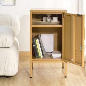 Artiss Bedside Table Metal Cabinet - Yellow - SportZone.co.nz