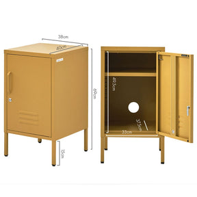 Artiss Bedside Table Metal Cabinet - Yellow - SportZone.co.nz