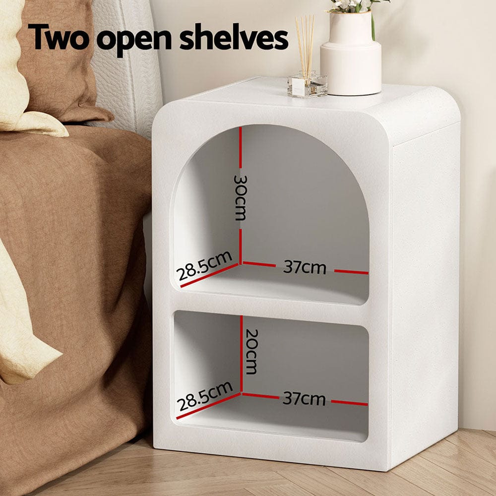 Artiss Bedside Table Shelves Side End Table Storage Nightstand White ARCHED - SportZone.co.nz