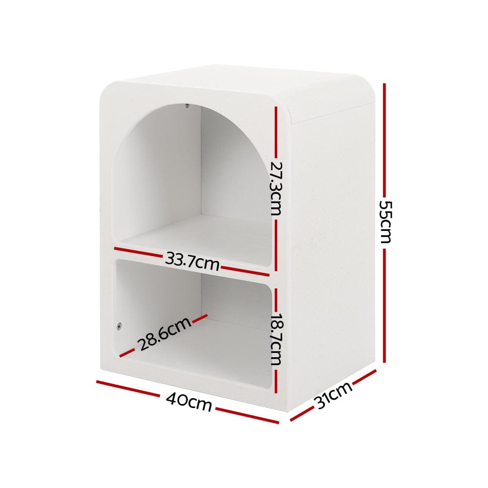 Artiss Bedside Table Shelves Side End Table Storage Nightstand White ARCHED - SportZone.co.nz