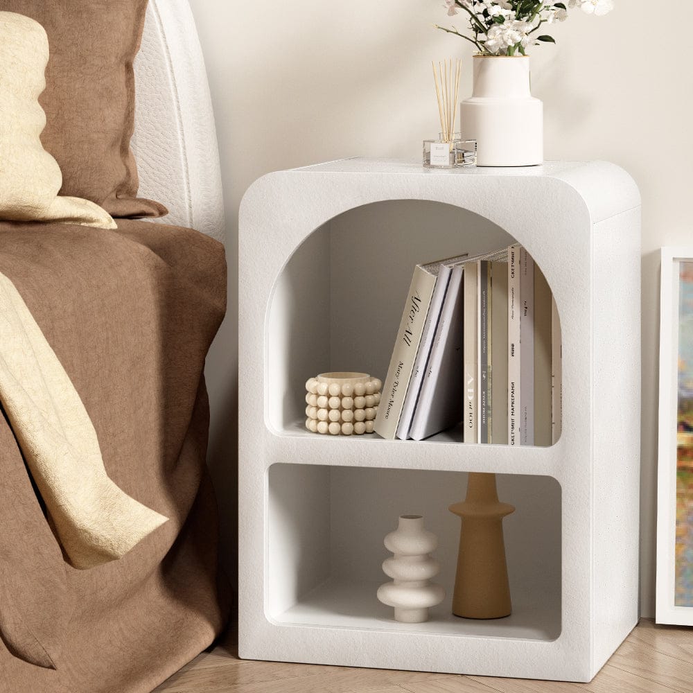 Artiss Bedside Table Shelves Side End Table Storage Nightstand White ARCHED - SportZone.co.nz