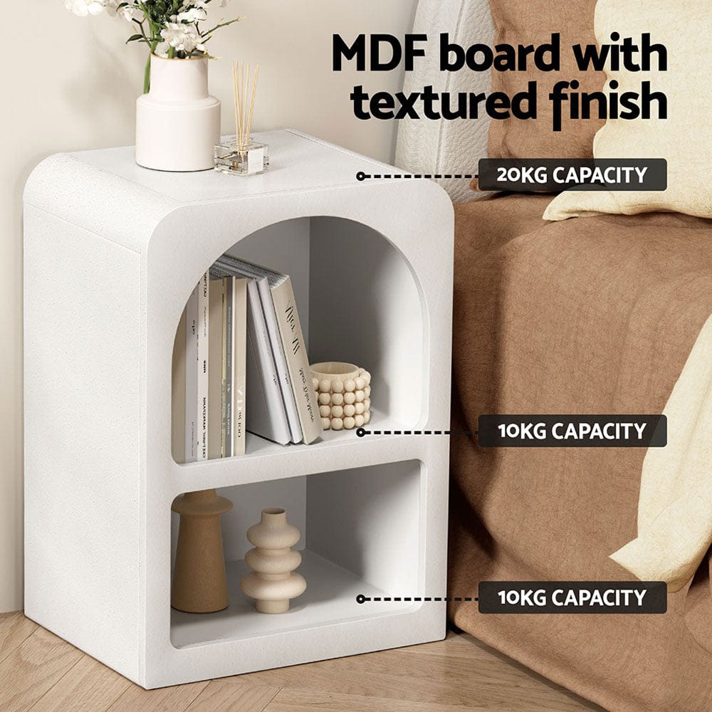 Artiss Bedside Table Shelves Side End Table Storage Nightstand White ARCHED - SportZone.co.nz