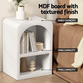 Artiss Bedside Table Shelves Side End Table Storage Nightstand White ARCHED - SportZone.co.nz