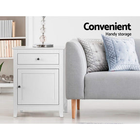 Artiss Bedside Tables Side Table Drawers Nightstand White - SportZone.co.nz