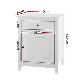Artiss Bedside Tables Side Table Drawers Nightstand White - SportZone.co.nz