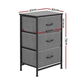 Artiss Chest of 3 Drawers Storage Dresser Tallboy Grey - SportZone.co.nz