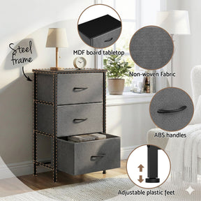 Artiss Chest of 3 Drawers Storage Dresser Tallboy Grey - SportZone.co.nz