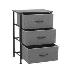 Artiss Chest of 3 Drawers Storage Dresser Tallboy Grey - SportZone.co.nz