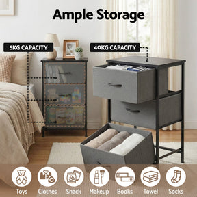 Artiss Chest of 3 Drawers Storage Dresser Tallboy Grey - SportZone.co.nz
