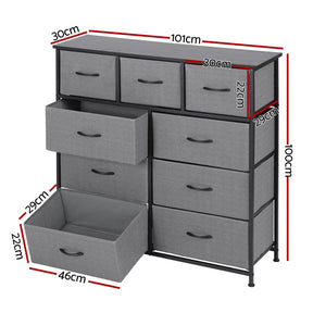 Artiss Chest of 9 Drawers Storage Dresser Tallboy Dark Grey - SportZone.co.nz