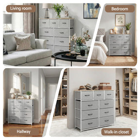 Artiss Chest of 9 Drawers Storage Dresser Tallboy Light Grey - SportZone.co.nz