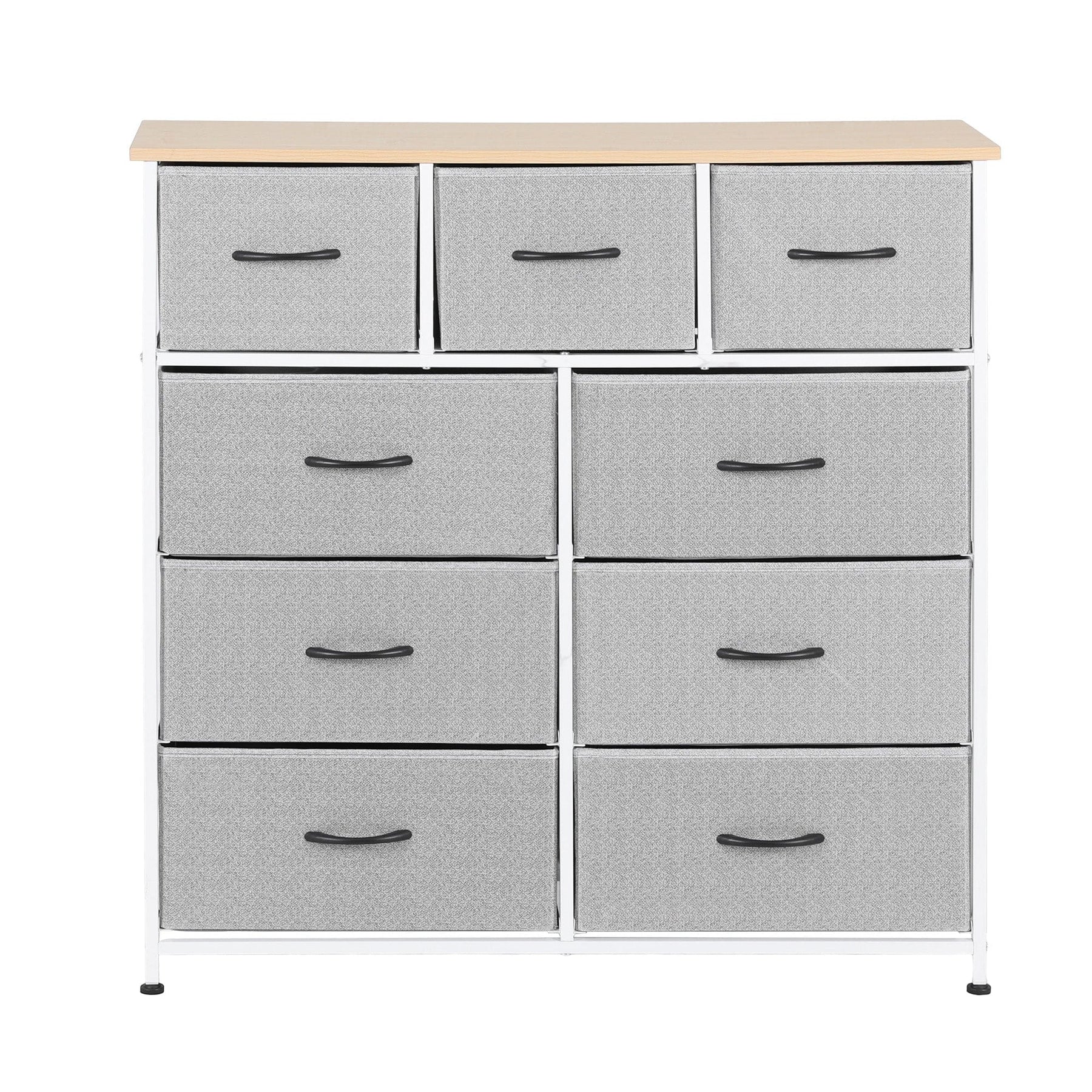 Artiss Chest of 9 Drawers Storage Dresser Tallboy Light Grey - SportZone.co.nz