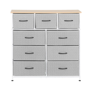 Artiss Chest of 9 Drawers Storage Dresser Tallboy Light Grey - SportZone.co.nz