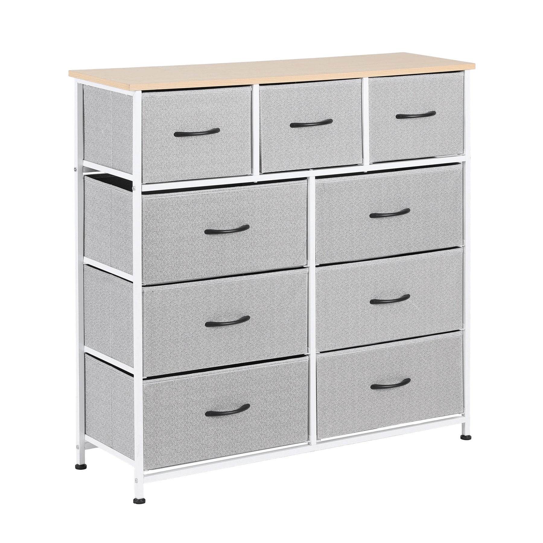 Artiss Chest of 9 Drawers Storage Dresser Tallboy Light Grey - SportZone.co.nz