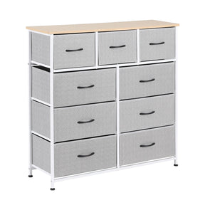 Artiss Chest of 9 Drawers Storage Dresser Tallboy Light Grey - SportZone.co.nz