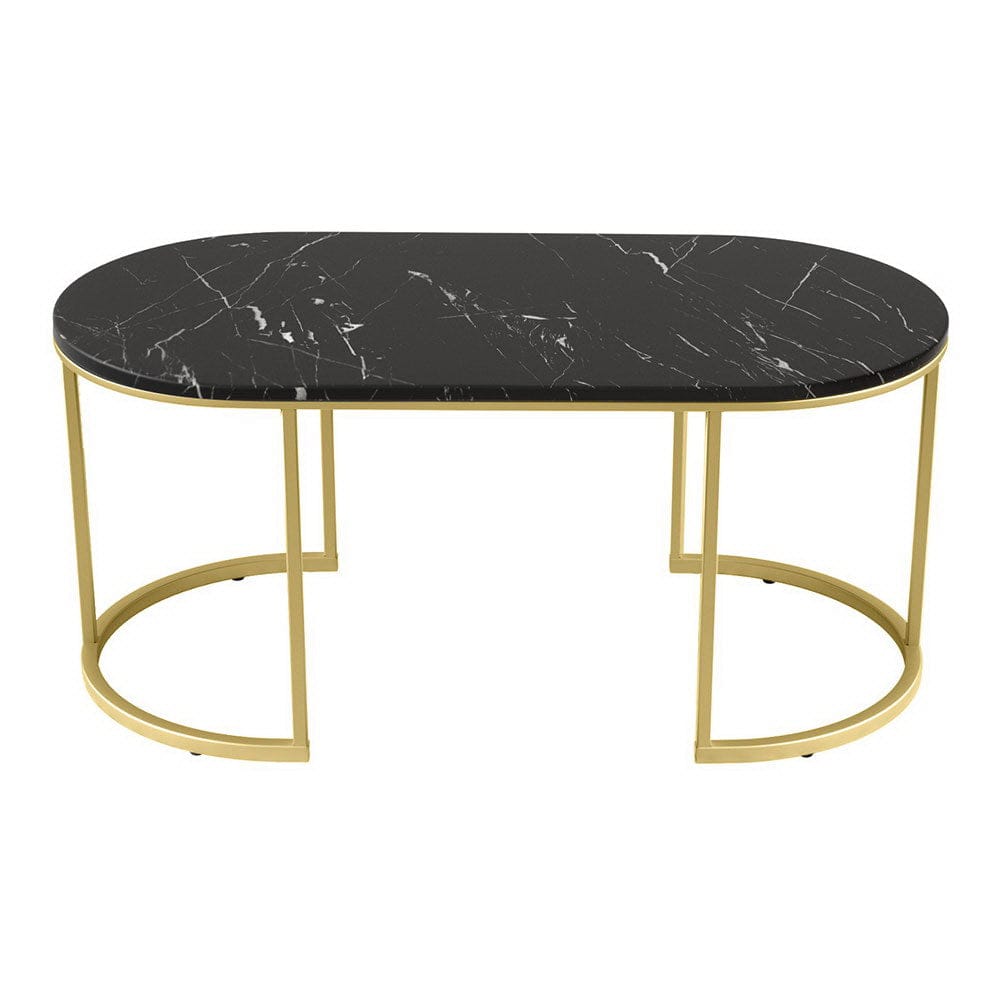 Artiss Coffee Table Marble Effect Black - SportZone.co.nz