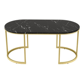 Artiss Coffee Table Marble Effect Black - SportZone.co.nz