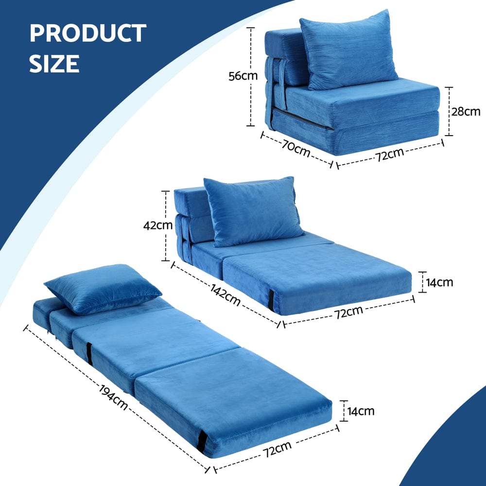 Artiss Convertible Folding Sofa Bed Armless Lounger Foam Floor Sofas Futons Couches - SportZone.co.nz