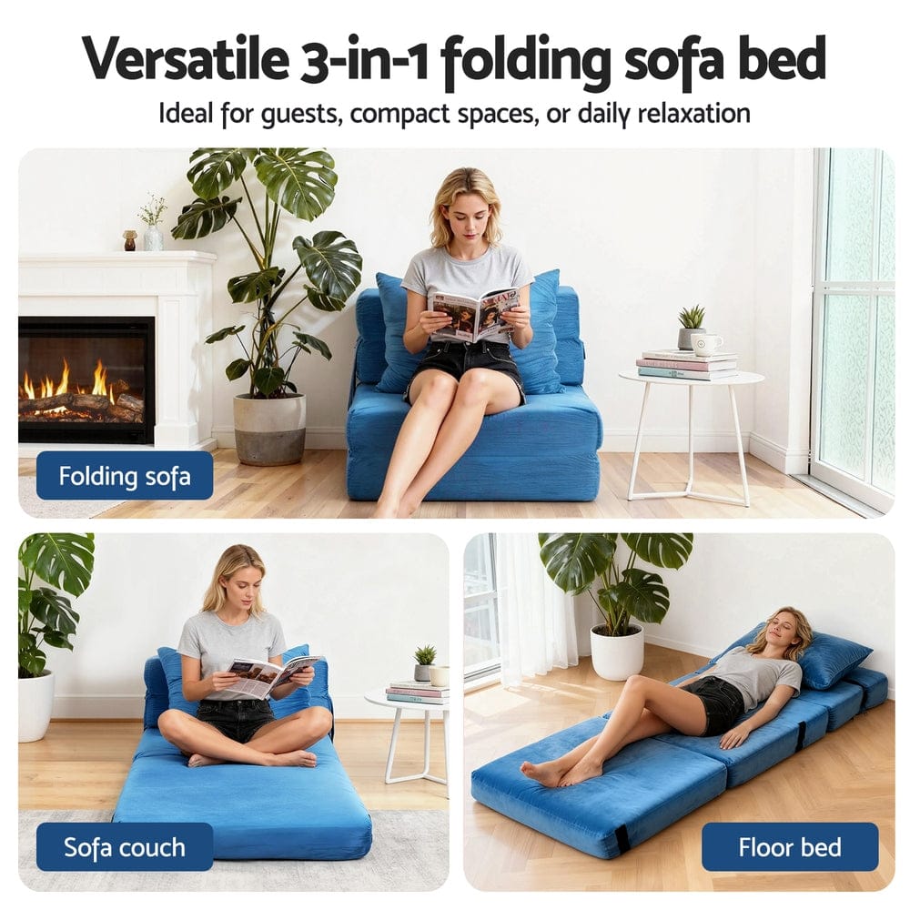 Artiss Convertible Folding Sofa Bed Armless Lounger Foam Floor Sofas Futons Couches - SportZone.co.nz