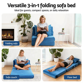Artiss Convertible Folding Sofa Bed Armless Lounger Foam Floor Sofas Futons Couches - SportZone.co.nz