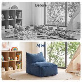 Artiss Corduroy Bean Bag Chair Cover Blue | Soft Washable Lazy Sofa Cover - SportZone.co.nz
