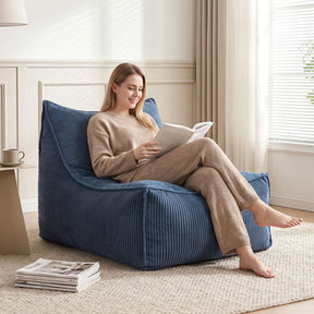 Artiss Corduroy Bean Bag Chair Cover Blue | Soft Washable Lazy Sofa Cover - SportZone.co.nz