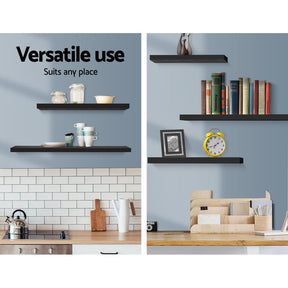 Artiss Floating Wall Shelf Set of 3 Black - SportZone.co.nz
