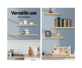 Artiss Floating Wall Shelf Set of 3 Oak - SportZone.co.nz