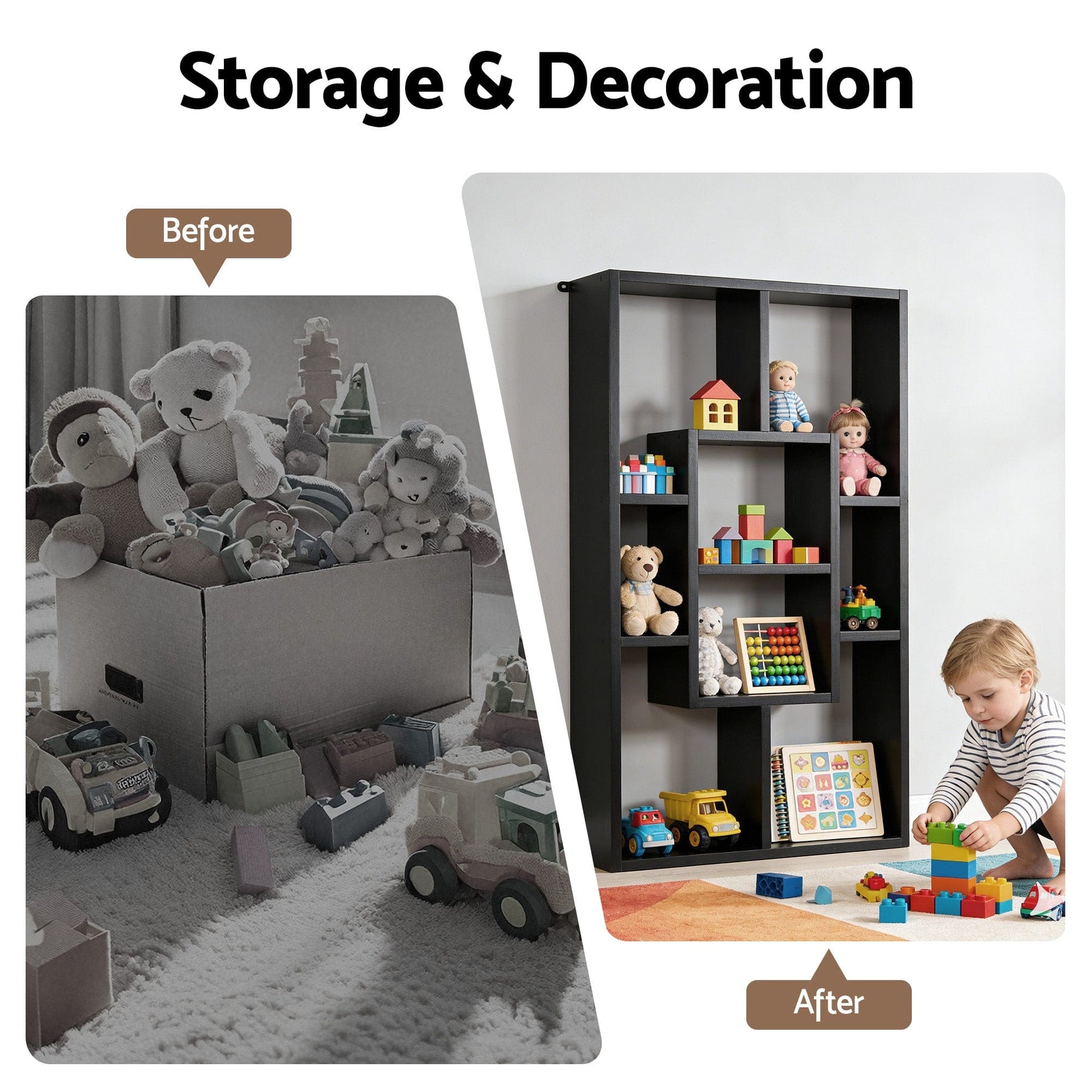 Artiss Floating Wall Shelves Bookshelf Black - SportZone.co.nz