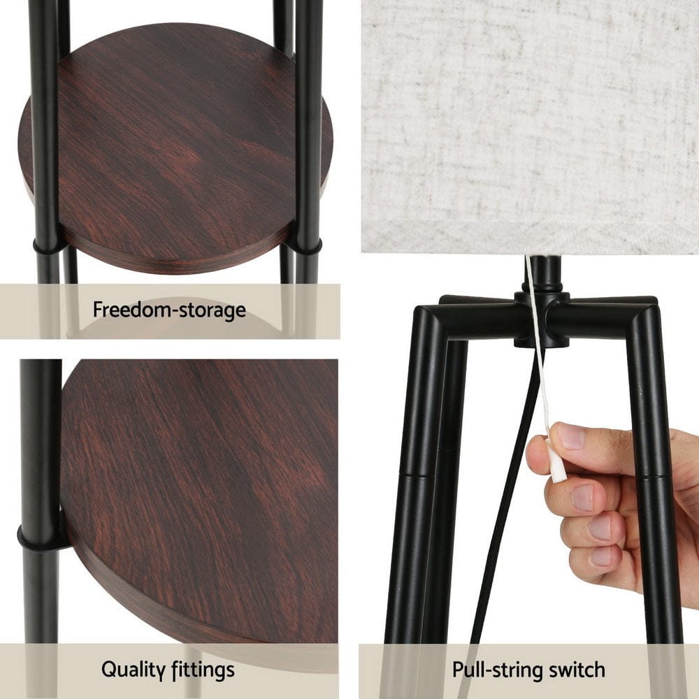 Artiss Floor Lamp 2 Tier Shelf Storage LED Light Stand Home Living Room Upright - SportZone.co.nz