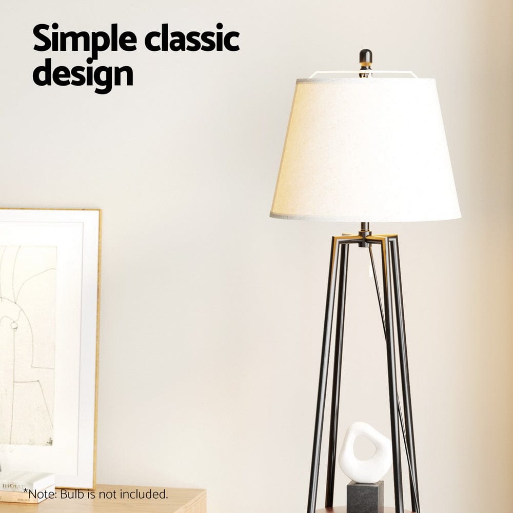 Artiss Floor Lamp 2 Tier Shelf Storage LED Light Stand Home Living Room Upright - SportZone.co.nz
