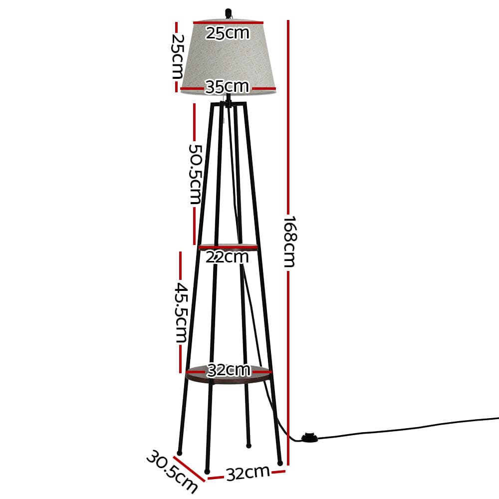 Artiss Floor Lamp 2 Tier Shelf Storage LED Light Stand Home Living Room Upright - SportZone.co.nz