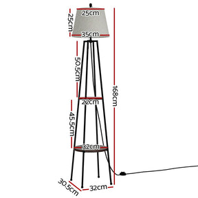 Artiss Floor Lamp 2 Tier Shelf Storage LED Light Stand Home Living Room Upright - SportZone.co.nz