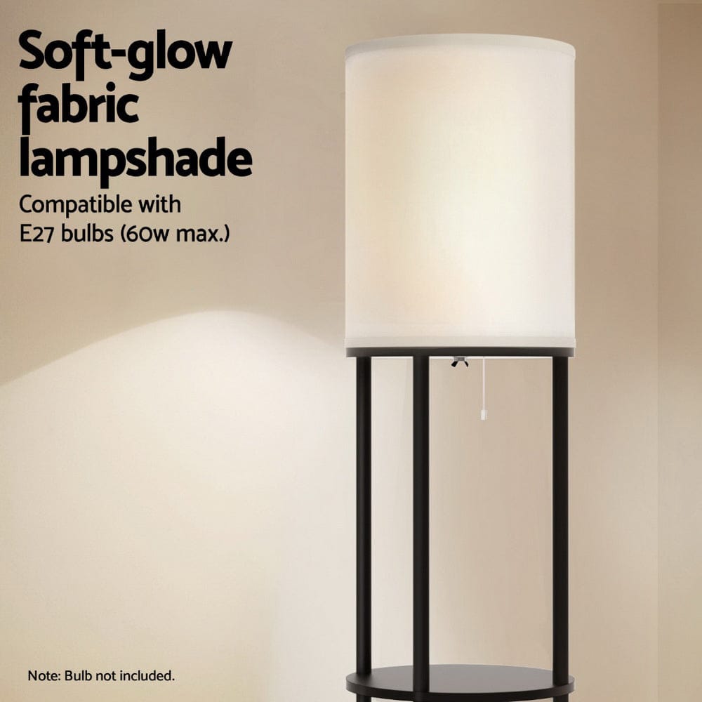 Artiss Floor Lamp 3 Tier Shelf Storage LED Light Stand Home Room Vintage Round - SportZone.co.nz