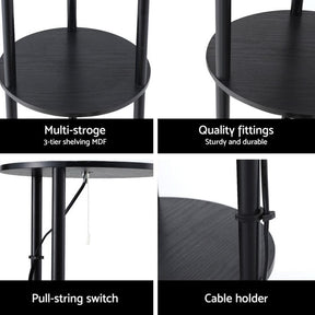 Artiss Floor Lamp 3 Tier Shelf Storage LED Light Stand Home Room Vintage Round - SportZone.co.nz