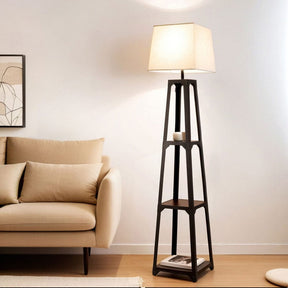 Artiss Floor Lamp 3 Tier Shelf Storage LED Light Stand Home Room Vintage White - SportZone.co.nz