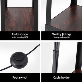 Artiss Floor Lamp 3 Tier Shelf Storage LED Light Stand Home Room Vintage White - SportZone.co.nz