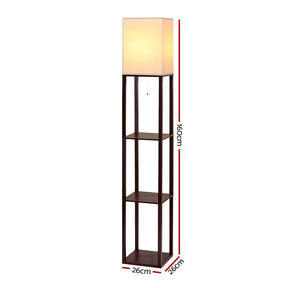Artiss Floor Lamp 3 Tier Shelf Storage LED Light Stand Home Room Vintage White - SportZone.co.nz