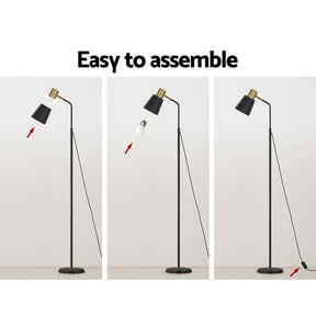 Artiss Floor Lamp LED Light Stand Modern Home Living Room Office Reading Black - SportZone.co.nz