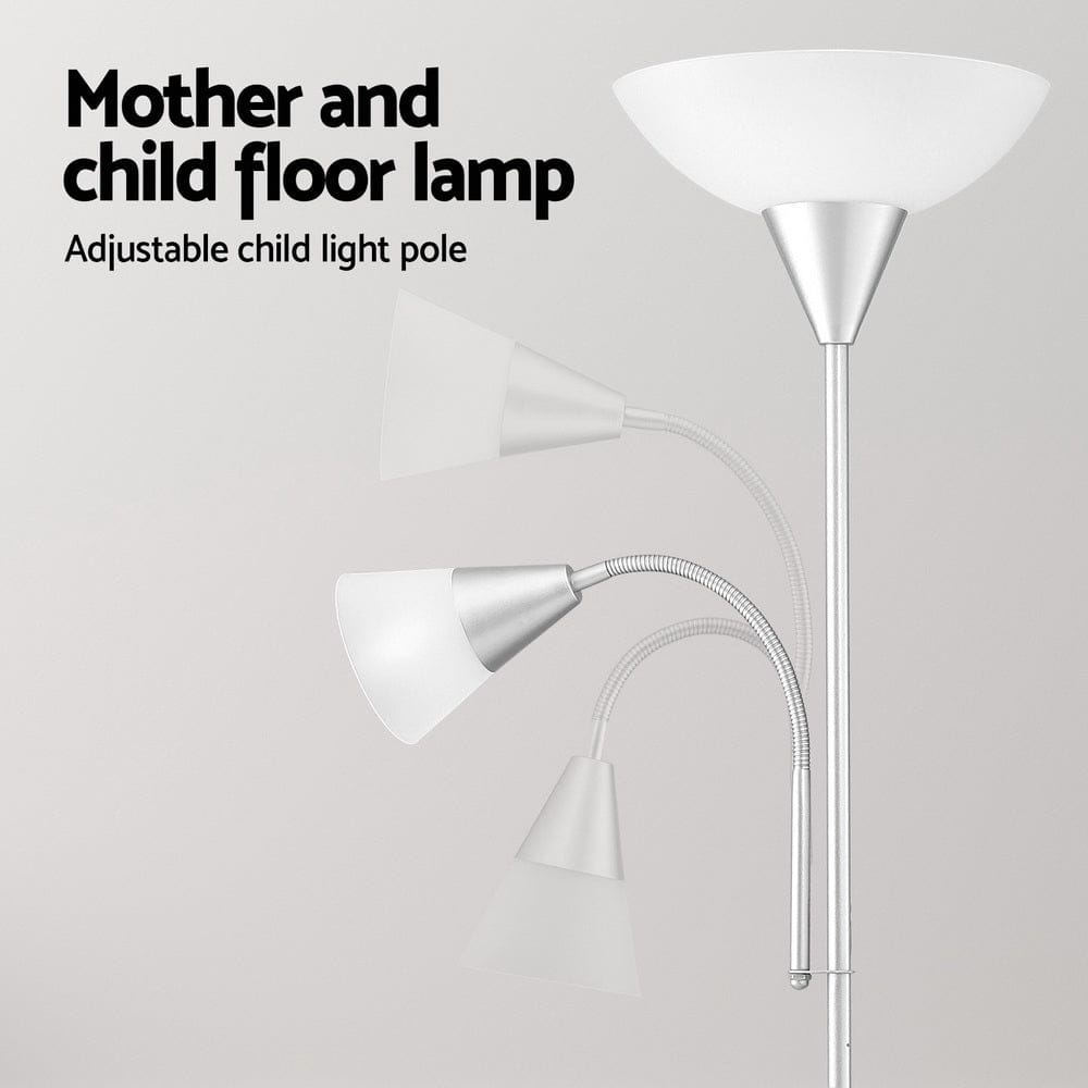 Artiss Floor Lamp Mother and Child Modern Home Living Room Office Reading Silver - SportZone.co.nz