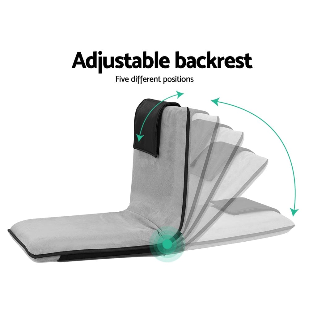 Artiss Floor Lounge Sofa Bed Couch Recliner Chair Folding Chair Cushion Grey - SportZone.co.nz