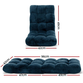 Artiss Floor Lounge Sofa Bed Flannel Fabric Navy - SportZone.co.nz