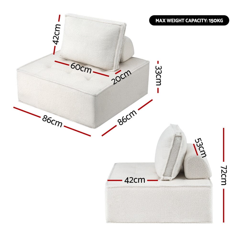 Artiss Floor Sofa Lounge Chair 5 Seater with Pillow - SportZone.co.nz