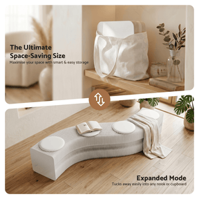 Artiss Folding Paper Bench With 4 PU Leather Seat Pads Expandable Accordion Stool For 4 Seats - SportZone.co.nz