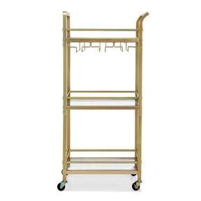 Artiss Kitchen Island Cart Trolley Rolling Serving Storage Wine Glass 43cm Gold - SportZone.co.nz