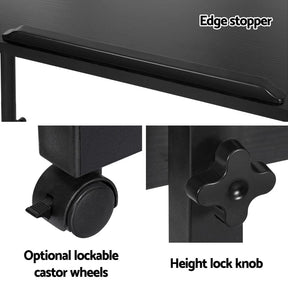 Artiss Laptop Desk Table Height Adjustable Wooden Bed Side Tables 80CM Black - SportZone.co.nz