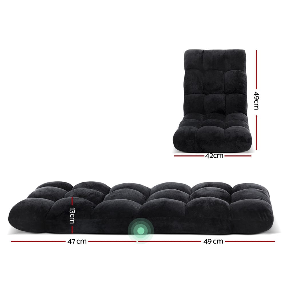 Artiss Lounge Sofa Bed Flannel Fabric Black - SportZone.co.nz