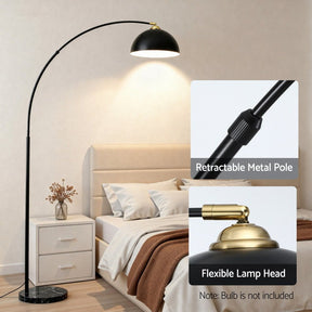 Artiss Modern Arched Floor Lamp Black Standing Heavy - Duty Marble Base for Living Room Bedroom - SportZone.co.nz