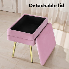 Artiss Ottoman Storage Foot Stool Vanity Velvet Pink - SportZone.co.nz