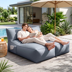 Artiss Outdoor Bean Bag Chair Cover (No Filler) 2 Seater Beanbag Lounge Sofacover Adults Splash - Proof Large Bean Bag Cover for Patio Poolside Relaxing Indoor, Grey - SportZone.co.nz